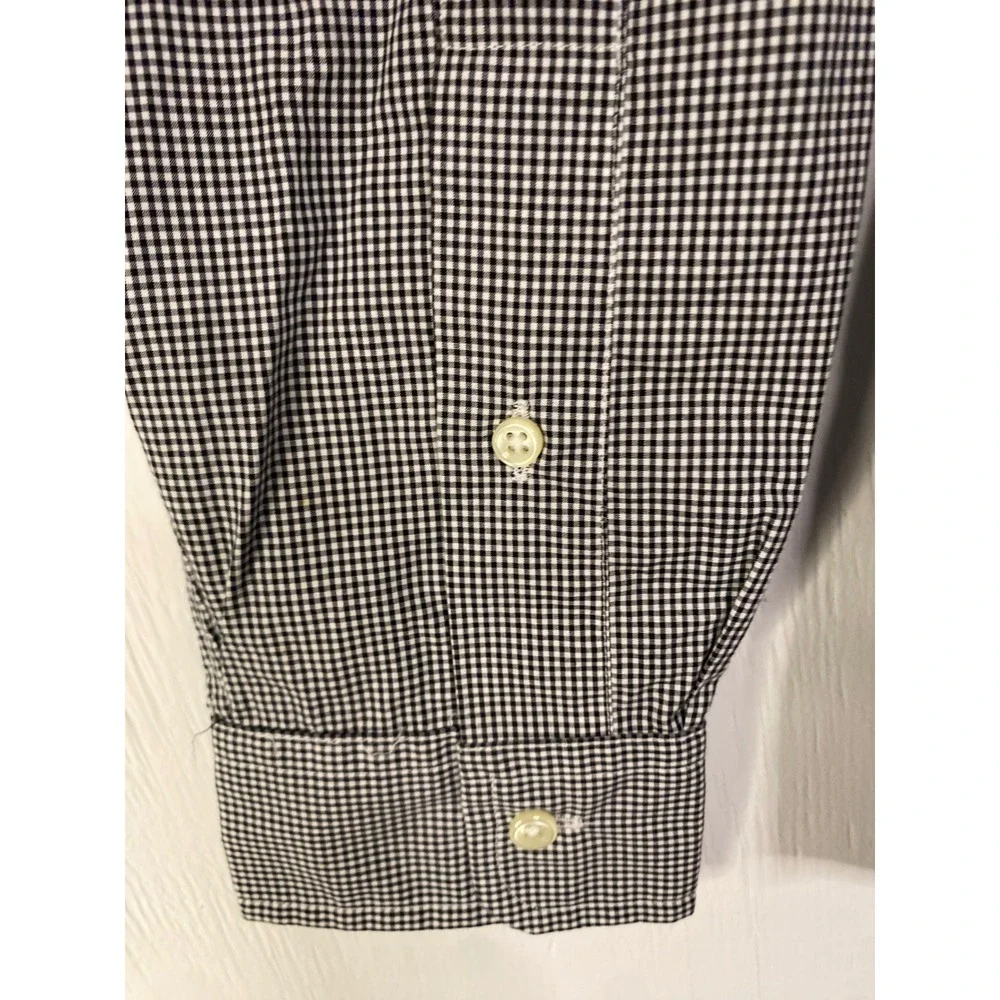 Polo Ralph Lauren Mens Button Down Shirt Black White Long Sleeve L Office Preppy